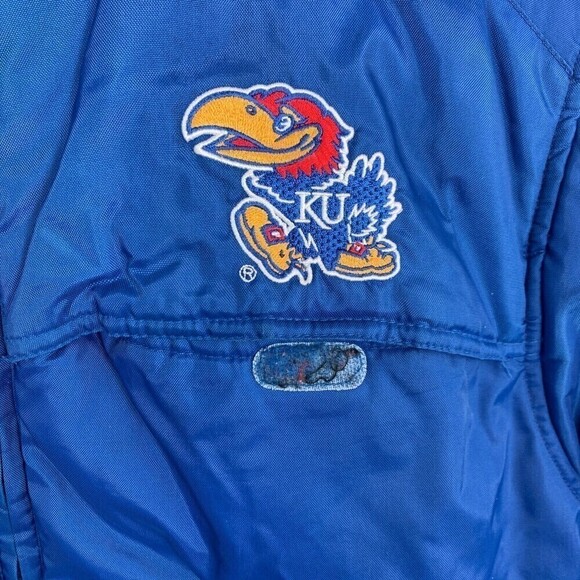 Nike Team KU University of Kansas Jayhawks Blue Full Zip Hooded Coat Medium - Picture 2 of 8